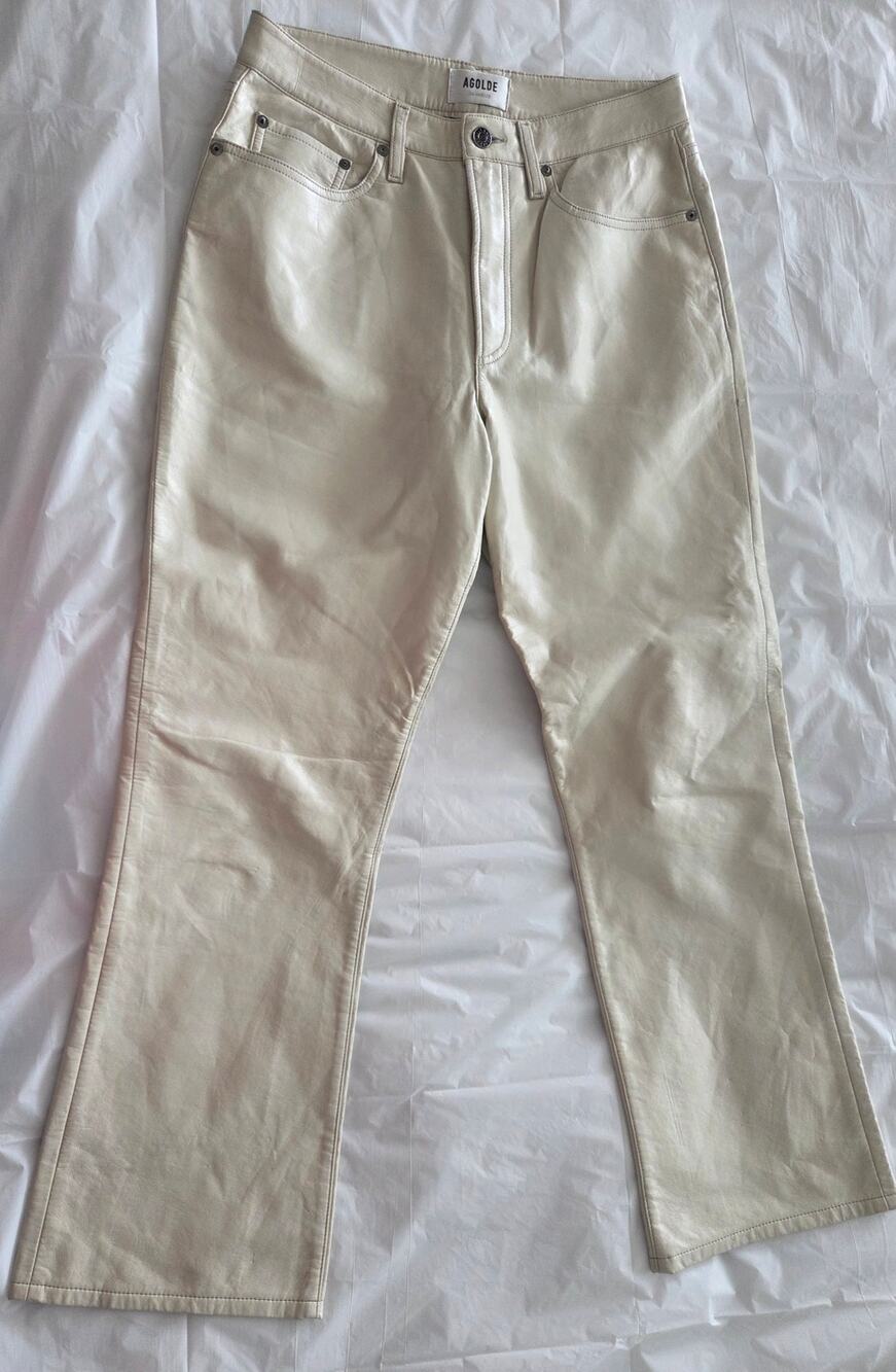 AGOLDE Recycled Leather 90's Pinch Waist Pants in Powder - Size 25